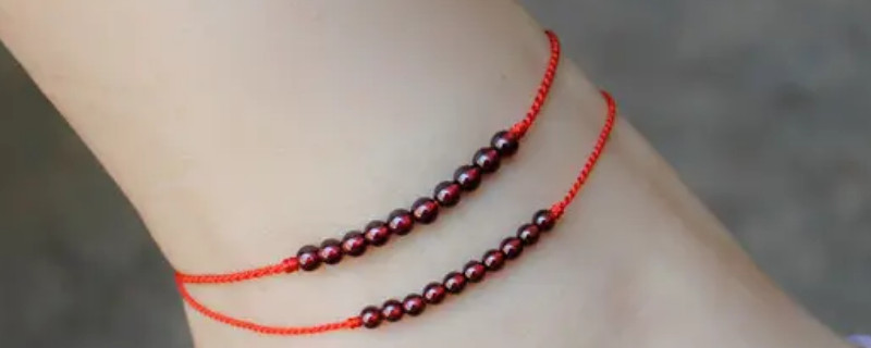 玛瑙脚链红绳编织