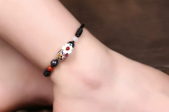 玛瑙脚链红绳编织