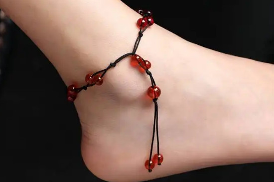 玛瑙脚链红绳编织